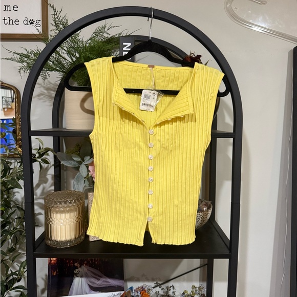 Free People Sunny Yellow Button Down Top size xs - Picture 1 of 5
